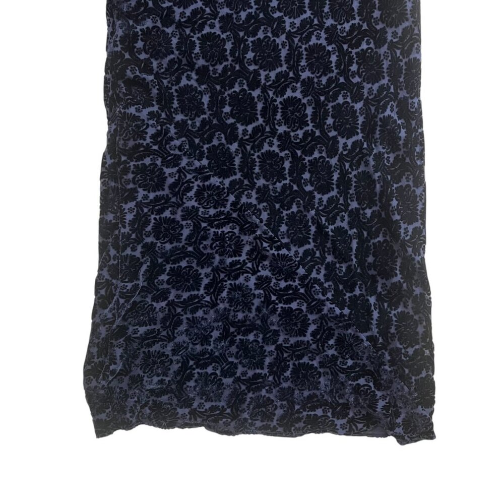Vintage Velvet Burnout Slinky Cowl Maxi Gown Navy 4 Witchy Whimsygoth Vampire - Picture 10 of 14